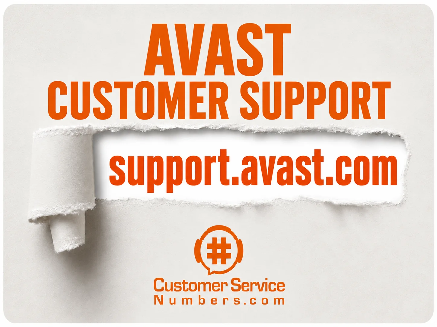 Avast customer support at support.avast.com on an orange and cream CSN support card.
