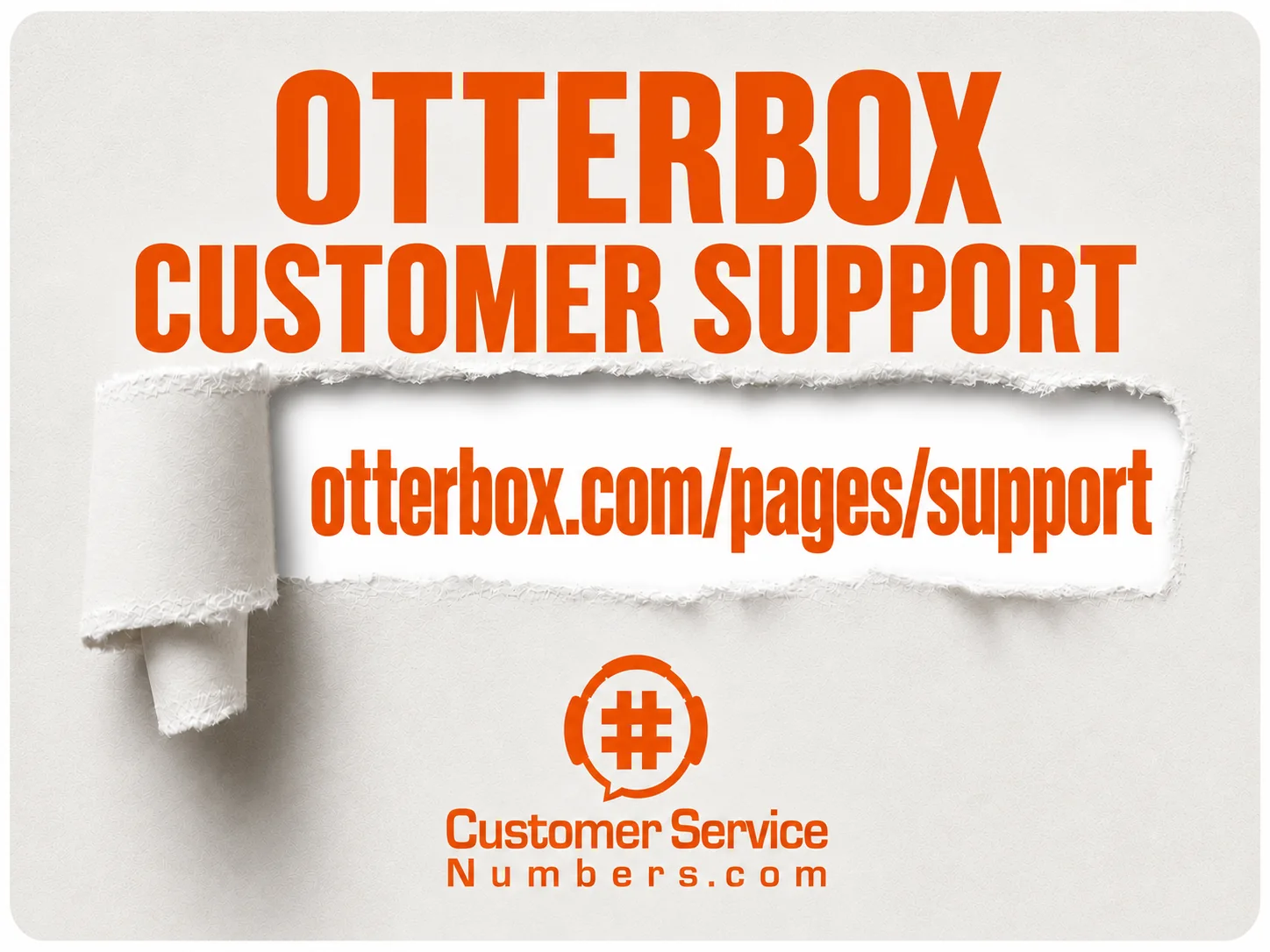 OtterBox customer support at otterbox.com/pages/support on an orange and cream CSN card.
