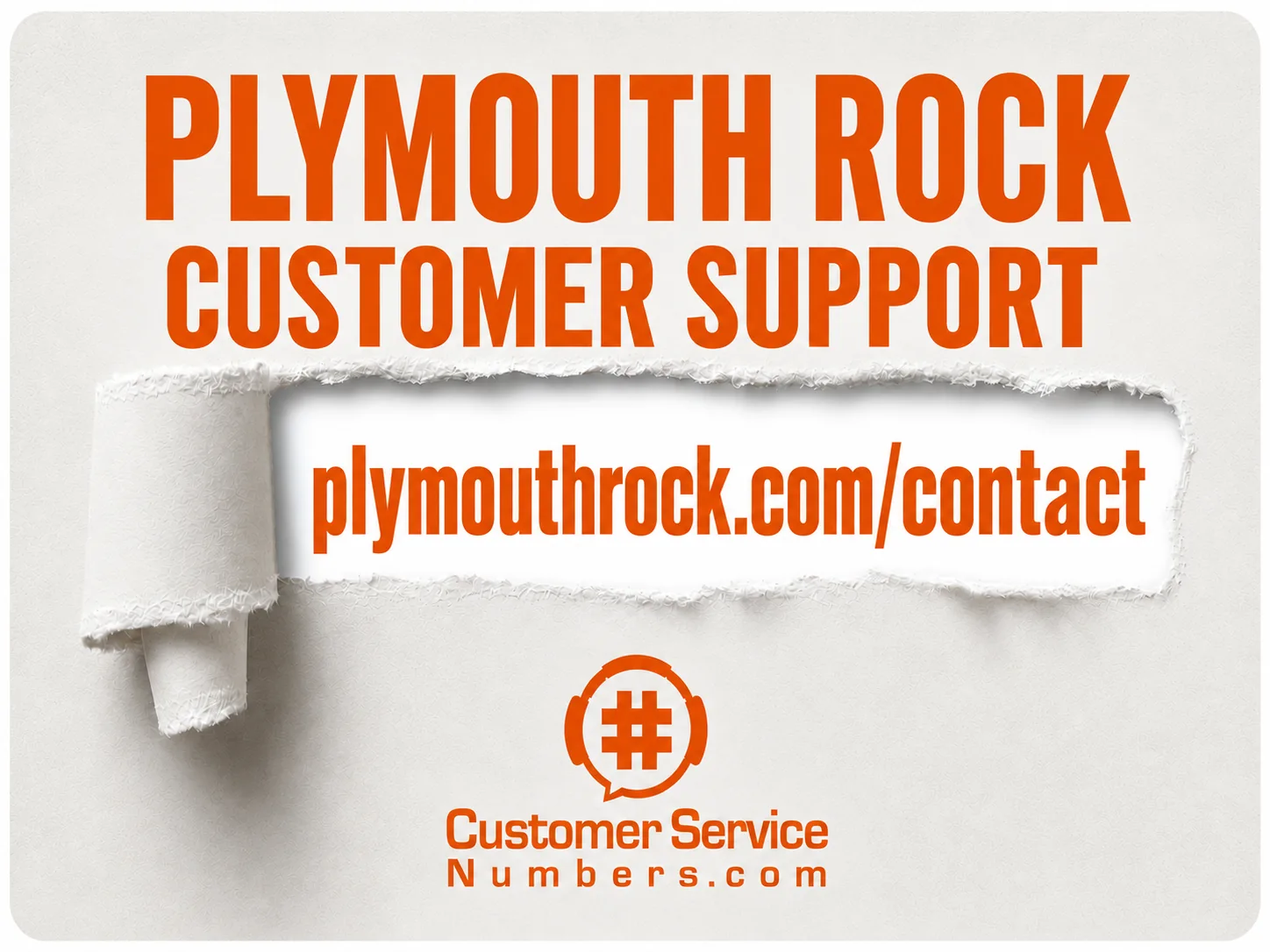 Plymouth Rock customer support at plymouthrock.com/contact on an orange and cream CSN support card.