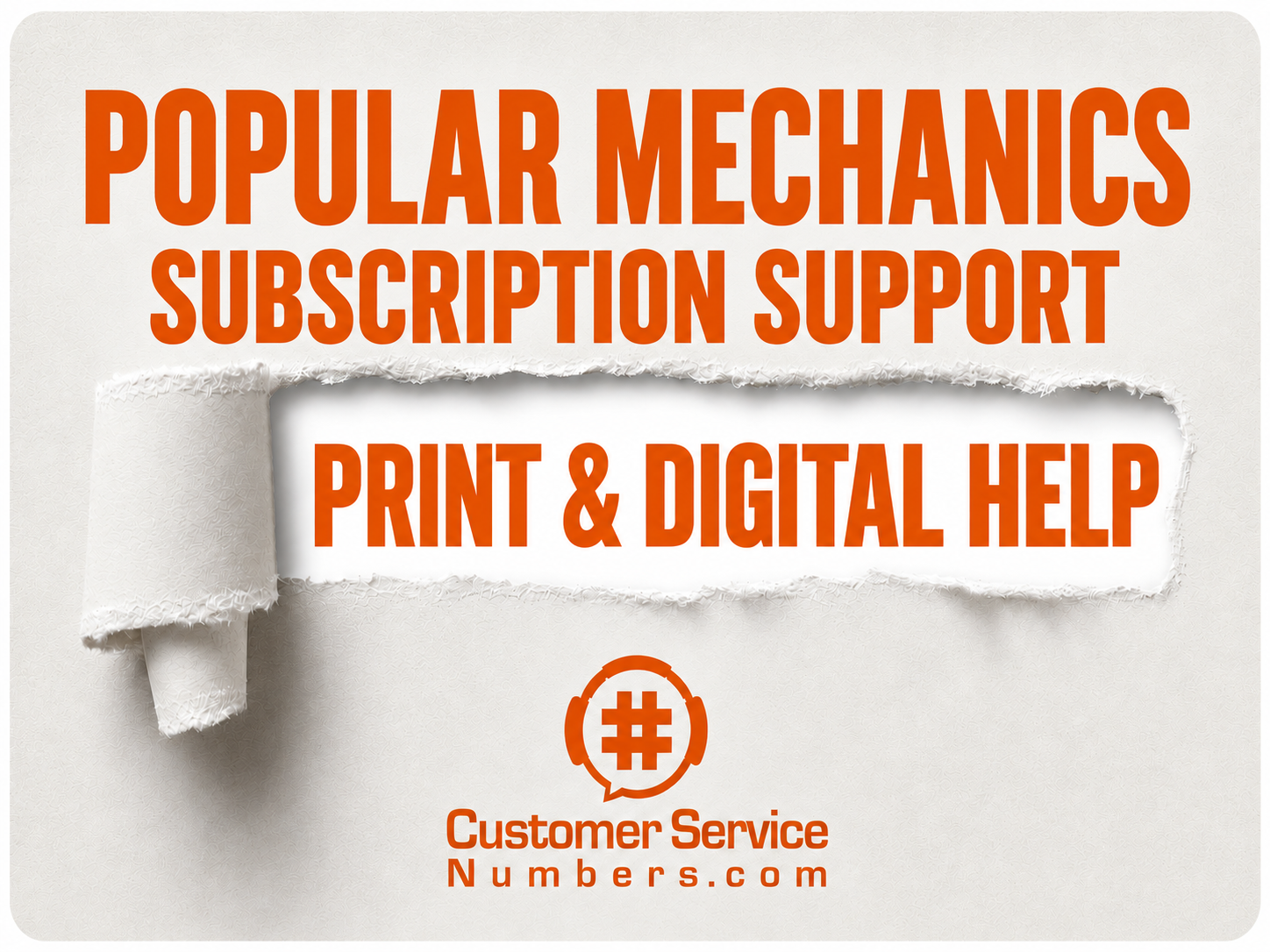 Popular Mechanics print and digital subscription help on an orange and cream CSN graphic