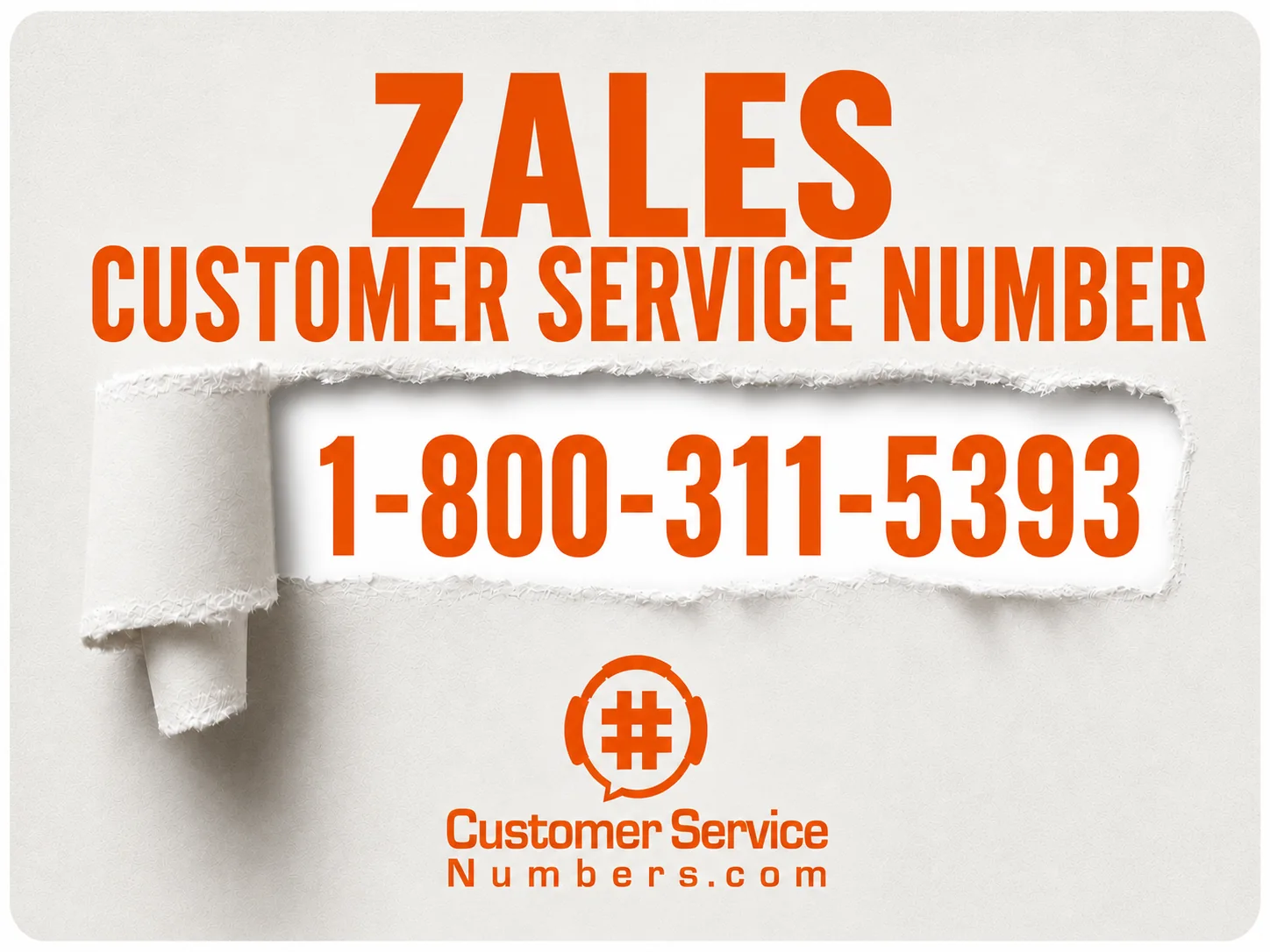 Zales customer service number 1-800-311-5393 on an orange and cream CSN phone card.